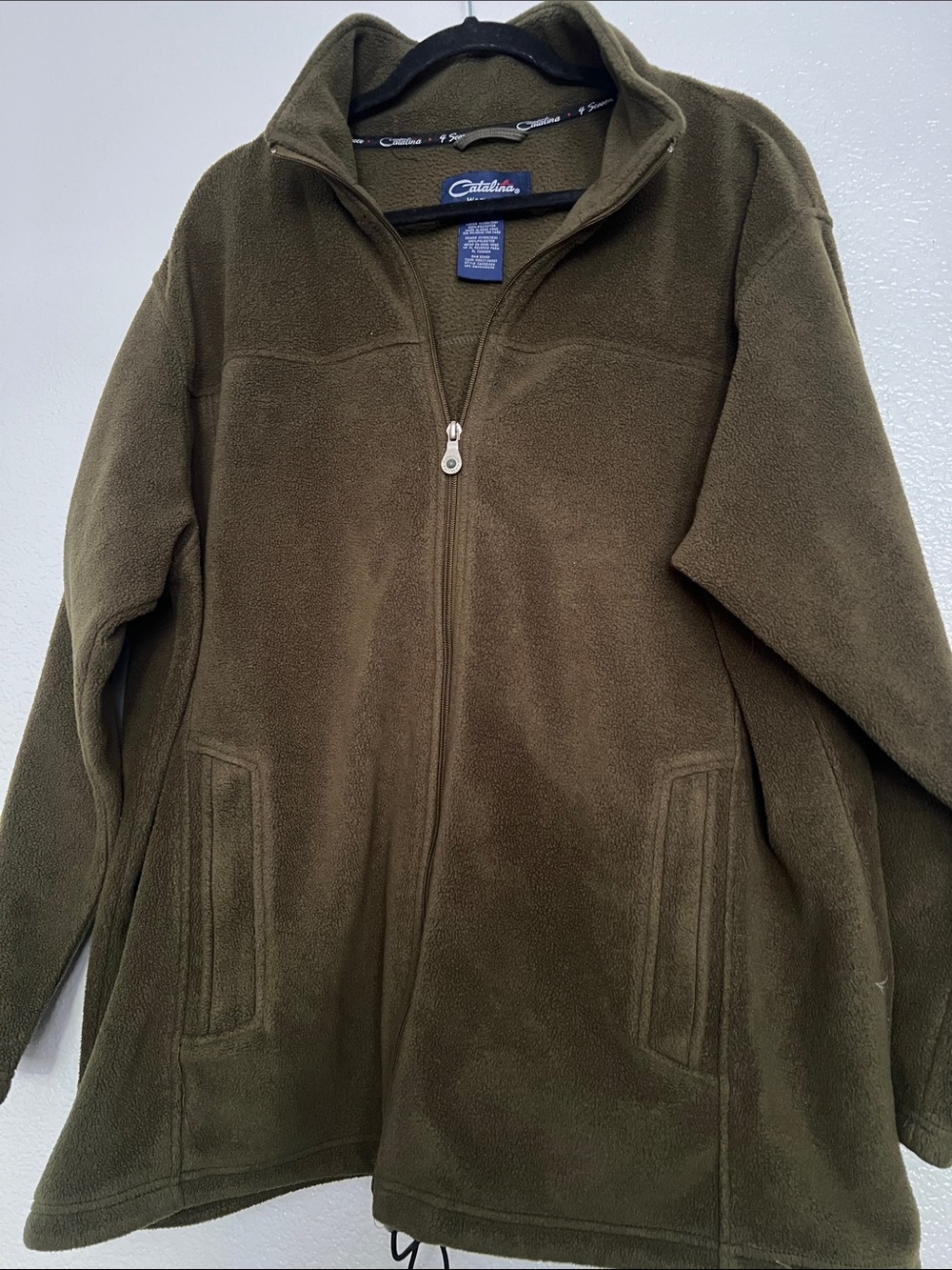 Catalina Olive Zip-Front Lightweight Fleece Jacket